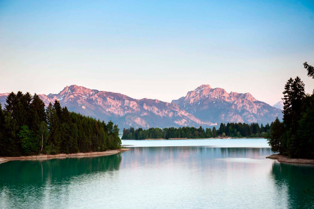 Ausblick vom Zeltplatz Mangmühle über den Forggensee