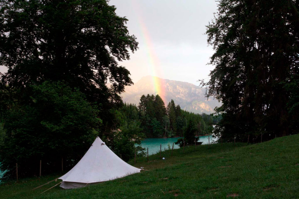Ein Zelt auf dem Zeltplatz Mangmühle am Forggensee